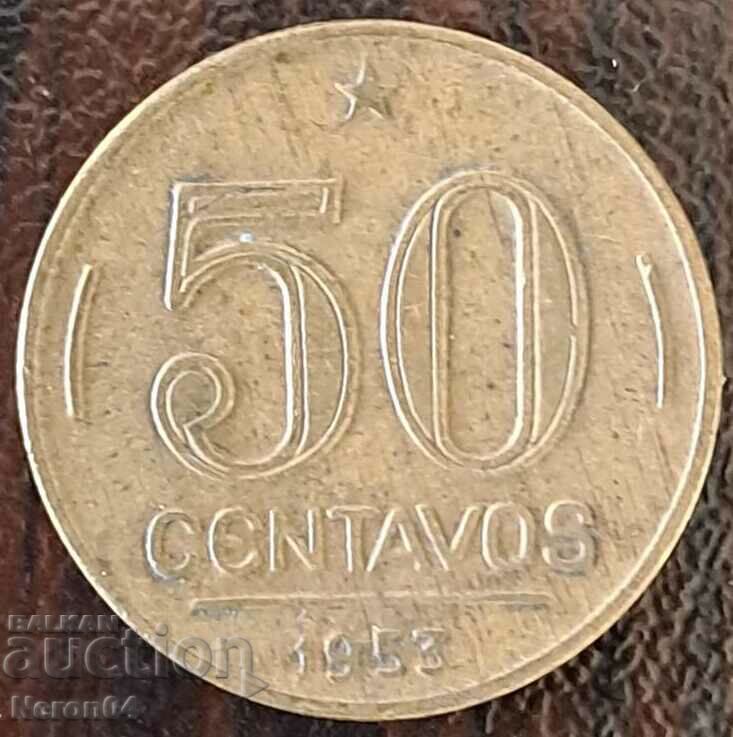 50 centavos 1953, Brazilia