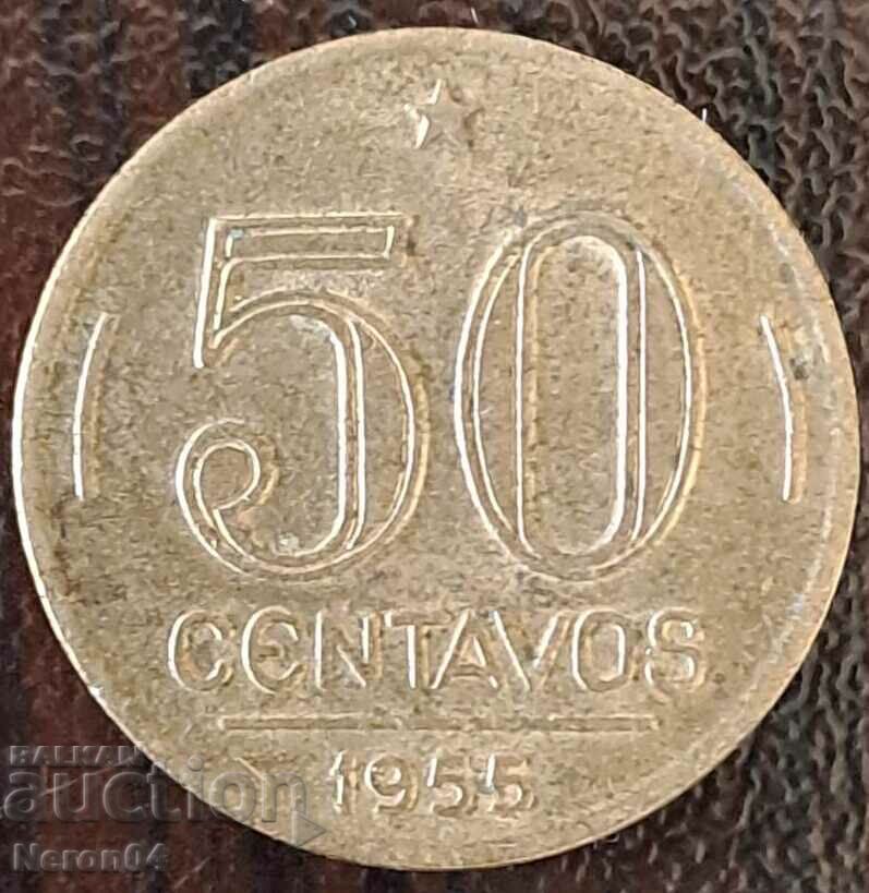 50 centavos 1955, Brazil