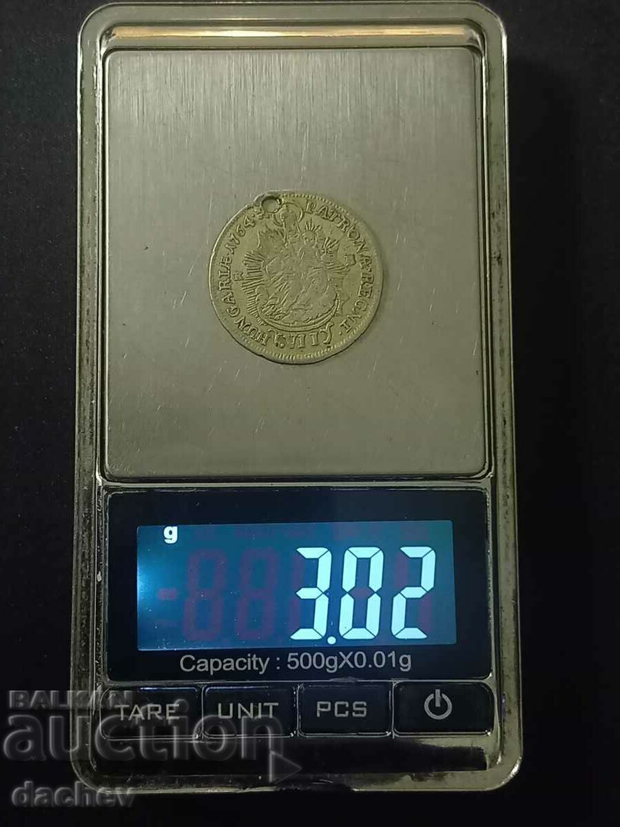 Monedă de argint rară Ungaria 10 Kreuzer Austro-Ungaria 1764