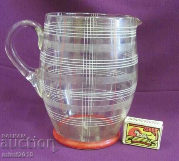 Vintich Art Deco Large Crystal Glass Jug - 7 Vintich Art Deco Large Crystal Glass Jug - 7