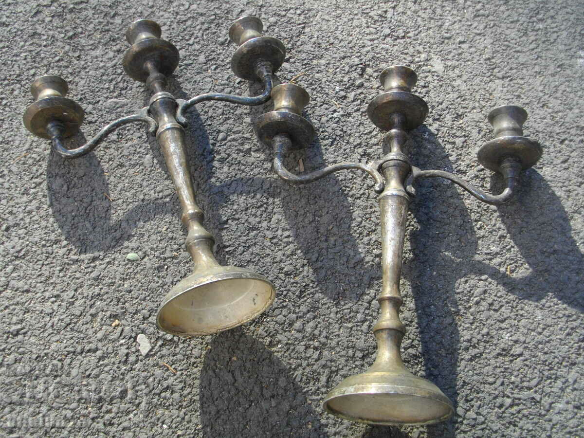 OLD SILVER PLATED MASSIVE CANDLESTICKS - 6 OLD SILVER PLATED MASSIVE CANDLESTICKS - 6