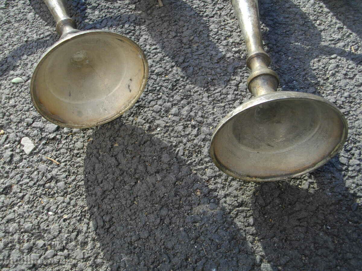 OLD SILVER PLATED MASSIVE CANDLESTICKS - 7 OLD SILVER PLATED MASSIVE CANDLESTICKS - 7