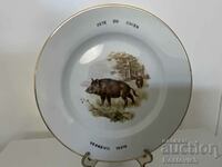 Porcelain Plate "Limoges" with wild boar. France.