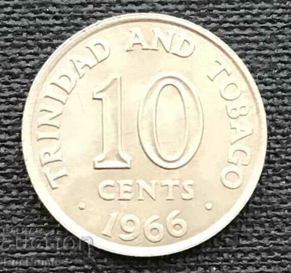 Тринидад и Тобаго. 10 цента 1966 г. UNC.