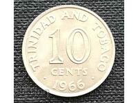 Тринидад и Тобаго. 10 цента 1966 г. UNC.