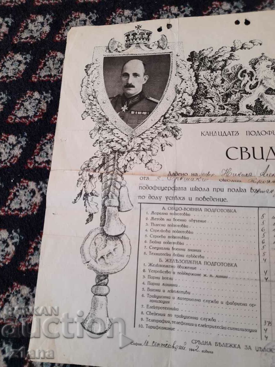 Certificate of completion of the Non-Commissioned Officer School at the Railway Regiment with price 50.00 BGN | € 25.56 Certificate of completion of the Non-Commissioned Officer School at the Railway Regiment with price 50.00 BGN | € 25.56