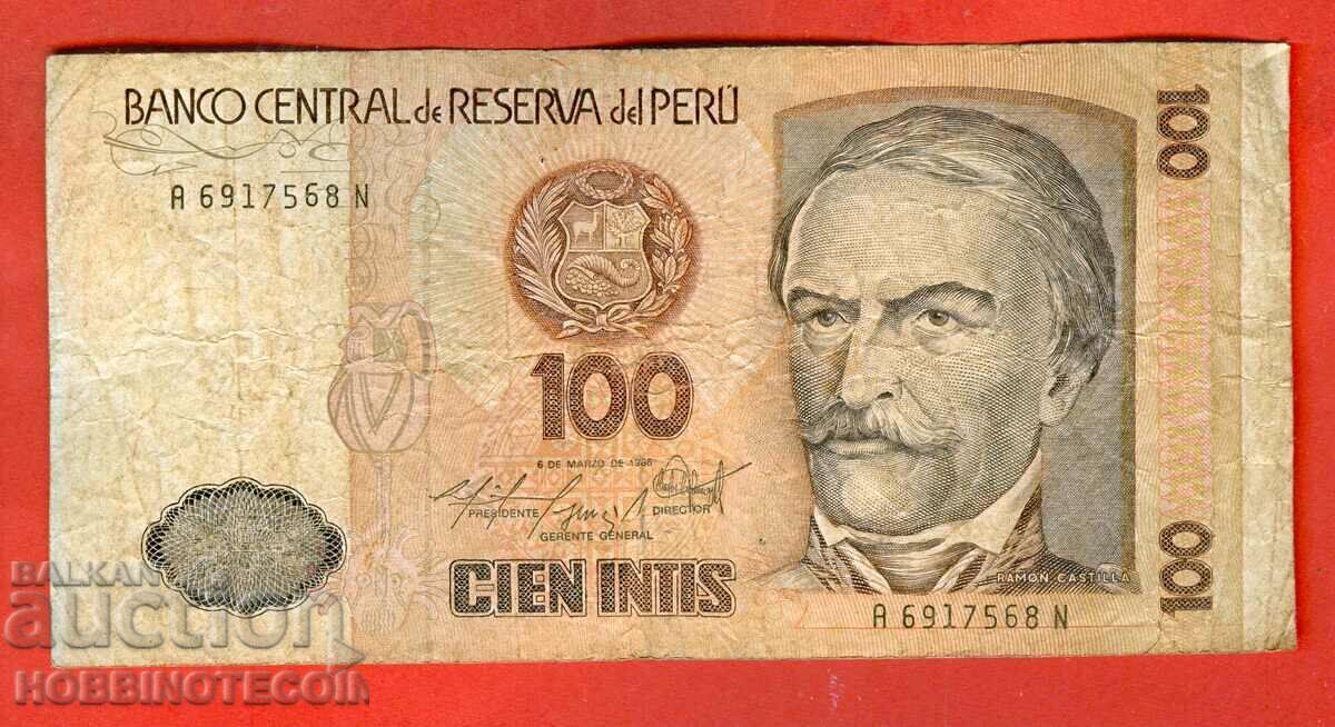 PERU Peru 100 Intis - emisiune - issue 1986 seria A PERU Peru 100 Intis - emisiune - issue 1986 seria A
