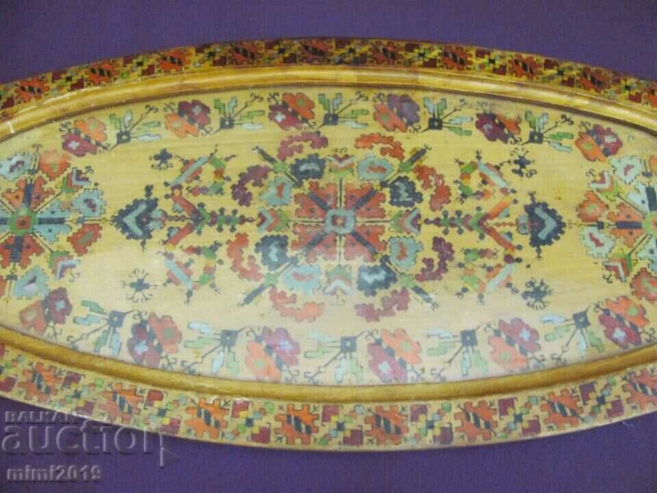 Delivery of 19th Century Wooden Tray Folk Motifs