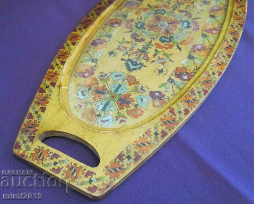 19th Century Wooden Tray Folk Motifs - 5