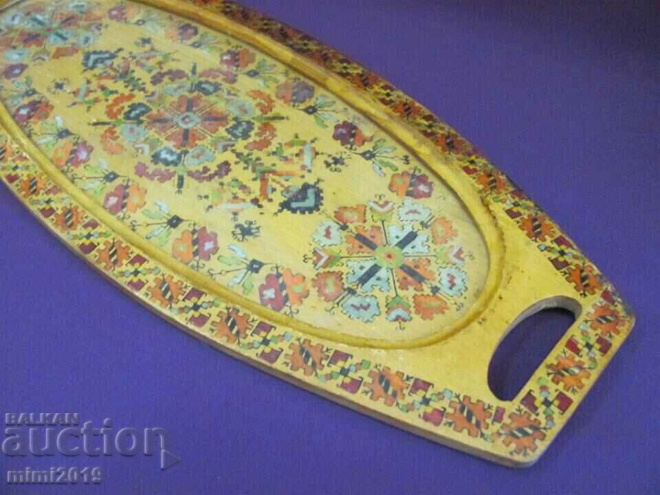 19th Century Wooden Tray Folk Motifs - 6