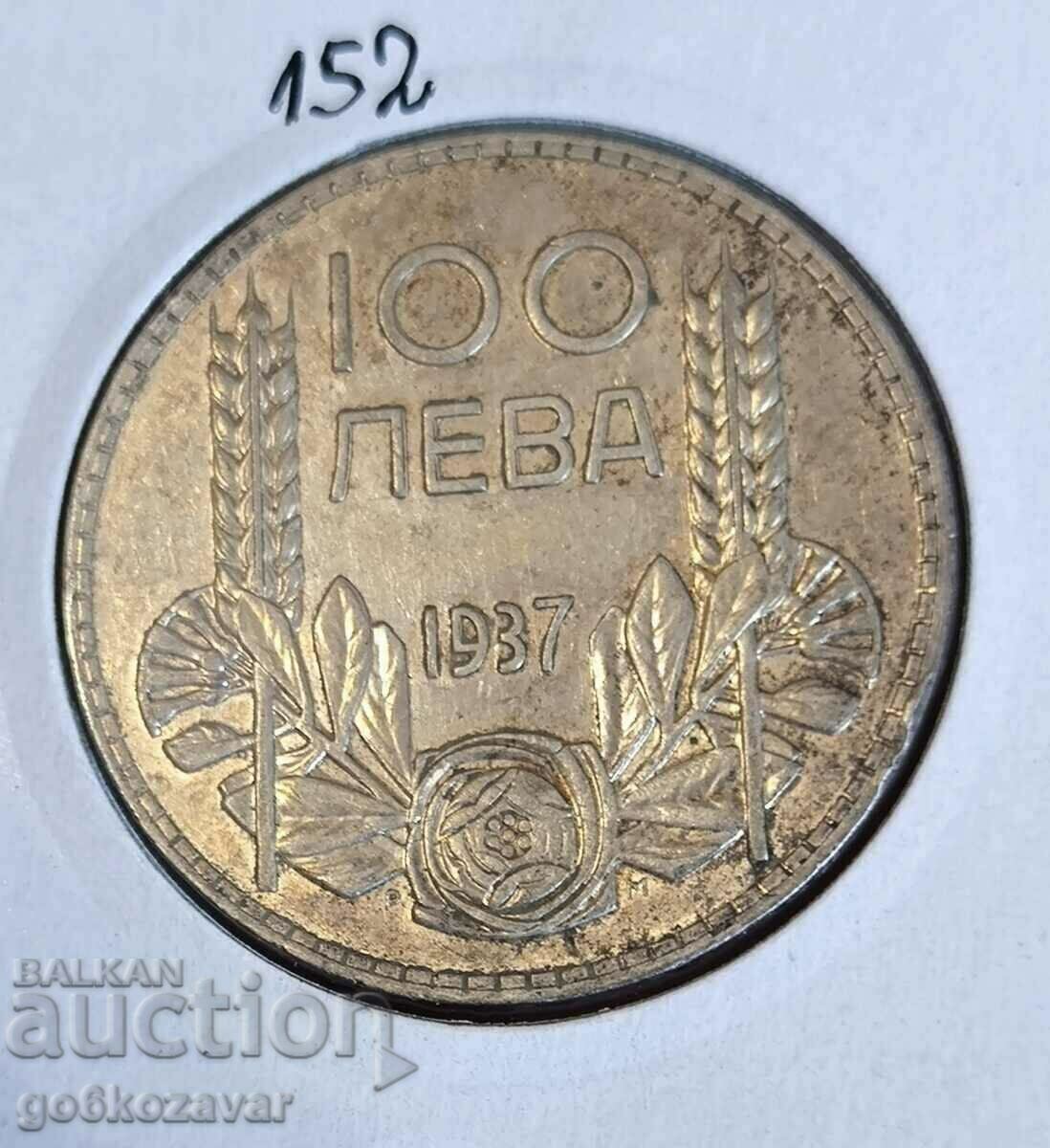 Bulgaria 100 BGN 1937 Moneda de argint Top!