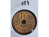 Финландия 10 пени 1941г UNC