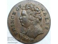Farthing 1793 Anglia „Prințul de Wales” 2,87 g 20 mm bronz