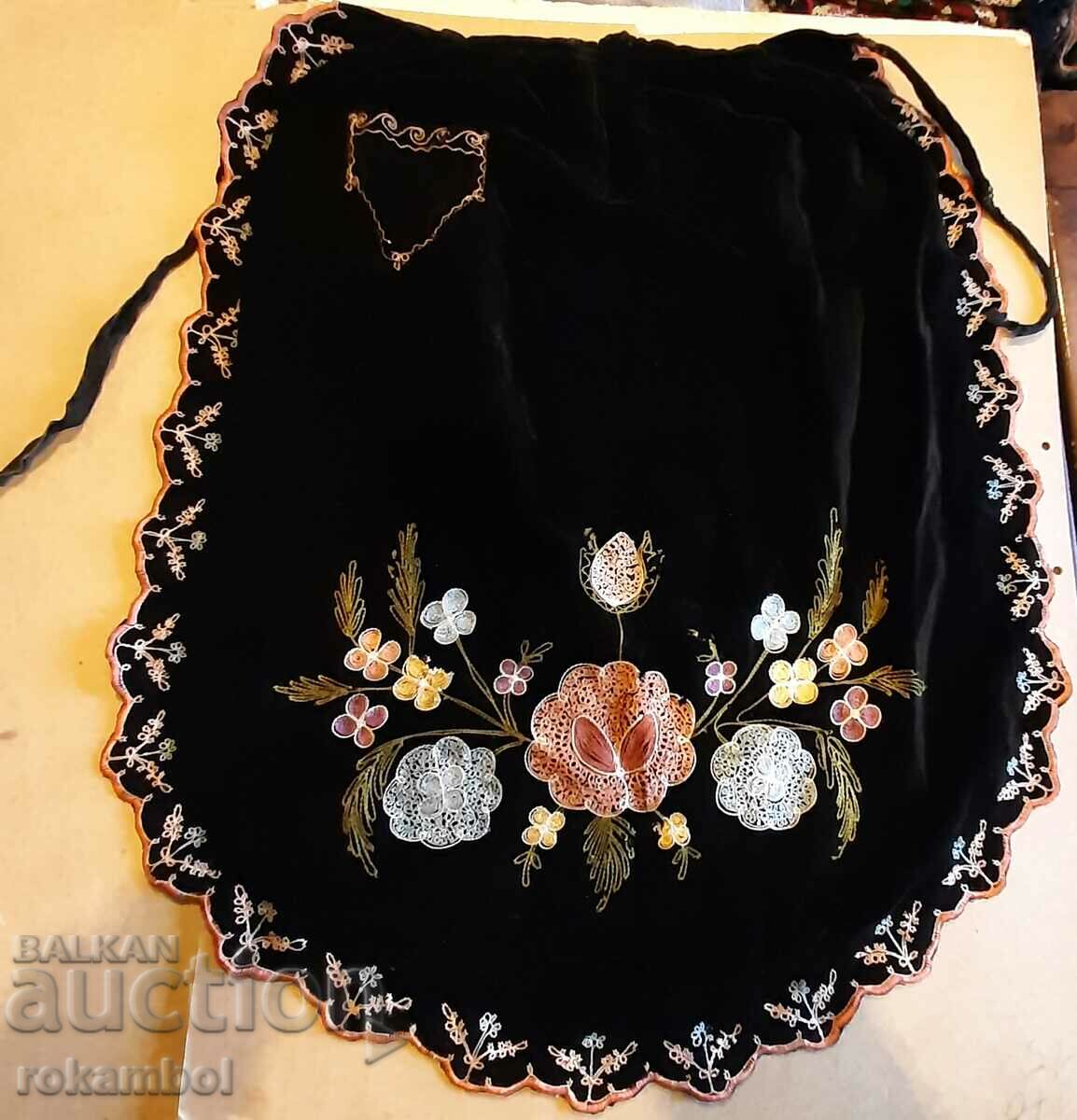 Authentic velvet embroidered Varna costume apron.