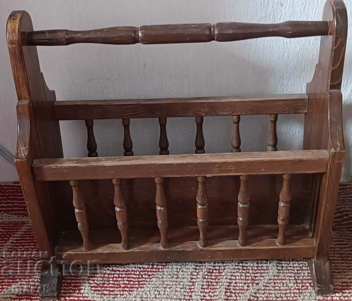 Wooden newspaper stand