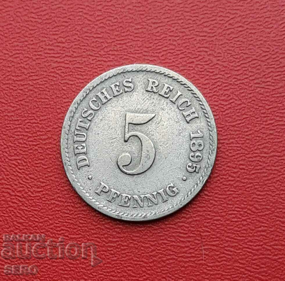 Германия-5 пфенига 1895 G-Карлсруе-рядка