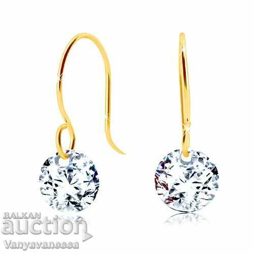 14k yellow gold earrings - brilliant cut zirconia
