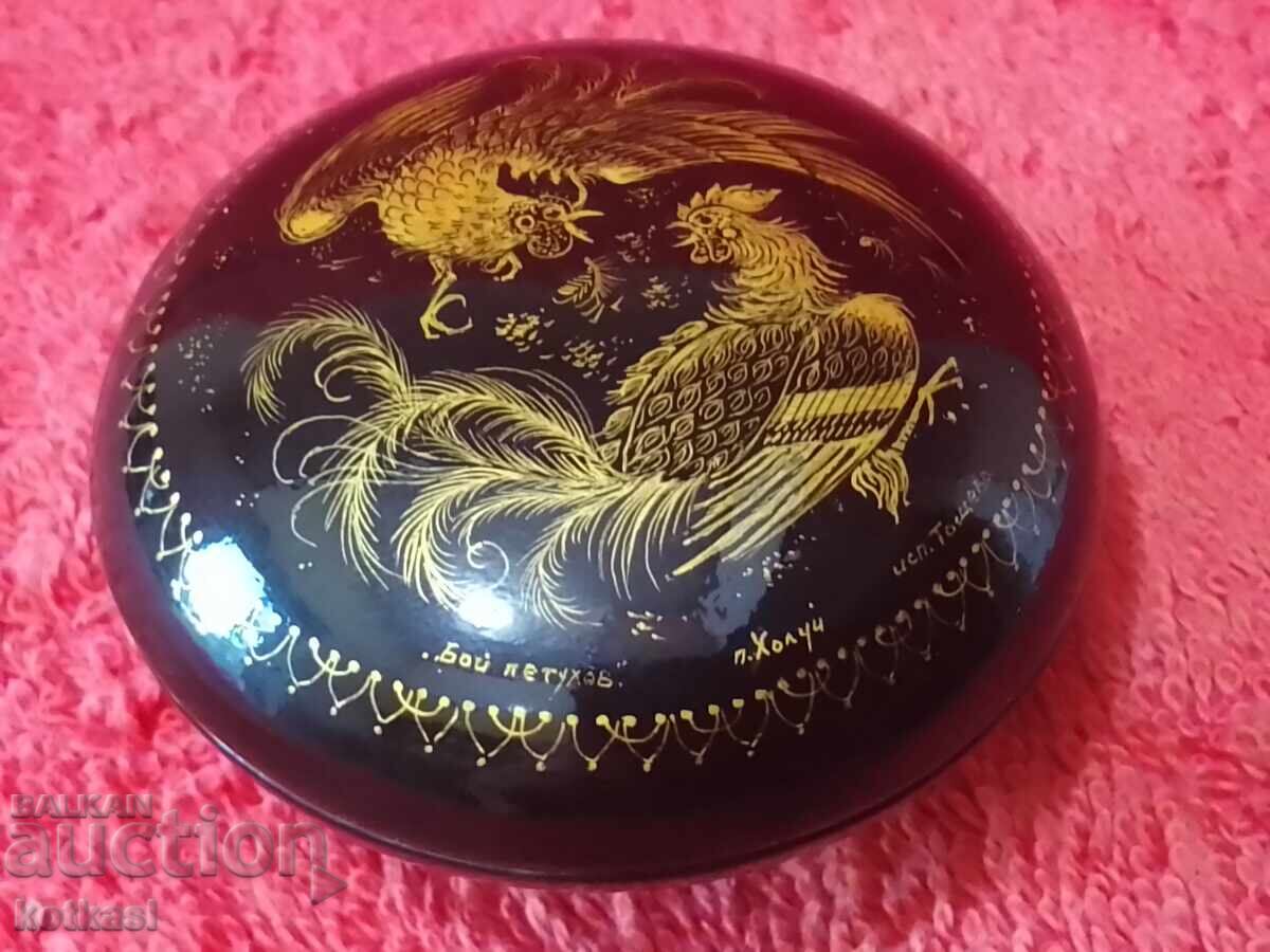 Old box of papier-mâché drawing Cockfight by Holly Tosheva - 6 Old box of papier-mâché drawing Cockfight by Holly Tosheva - 6