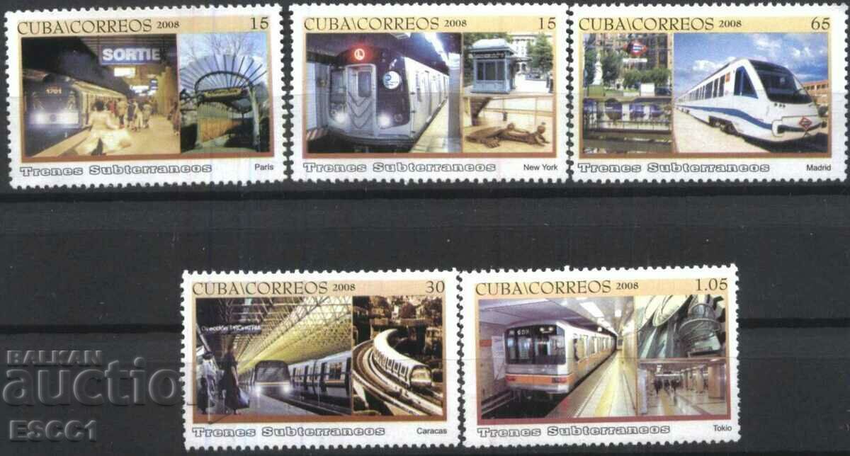 Pure stamps Trains Locomotives Metro 2008 από την Κούβα