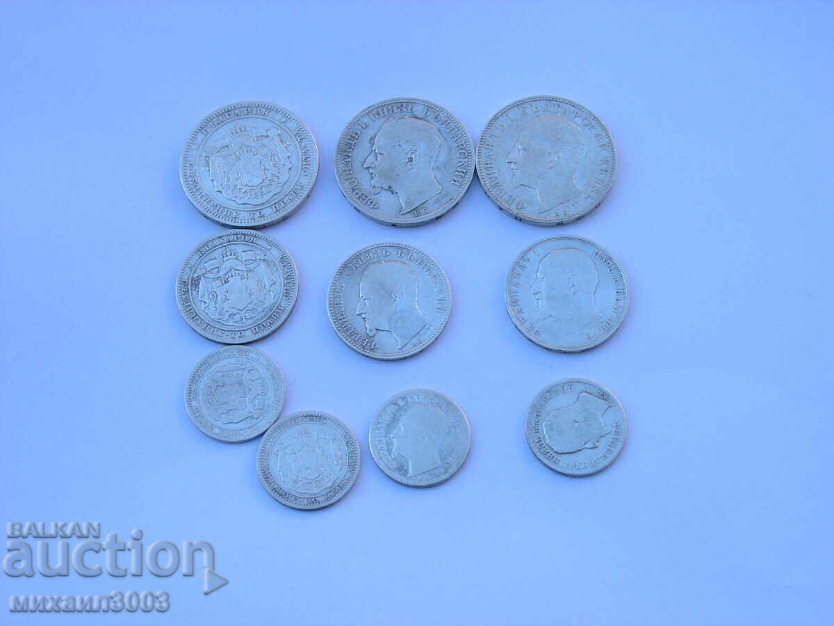 LOT OF BULGARIAN SILVER COINS 3X2 BGN, 3X1 BGN, 4X50 ST. LOT OF BULGARIAN SILVER COINS 3X2 BGN, 3X1 BGN, 4X50 ST.
