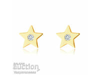 14K yellow gold earrings - five point with zirconium star