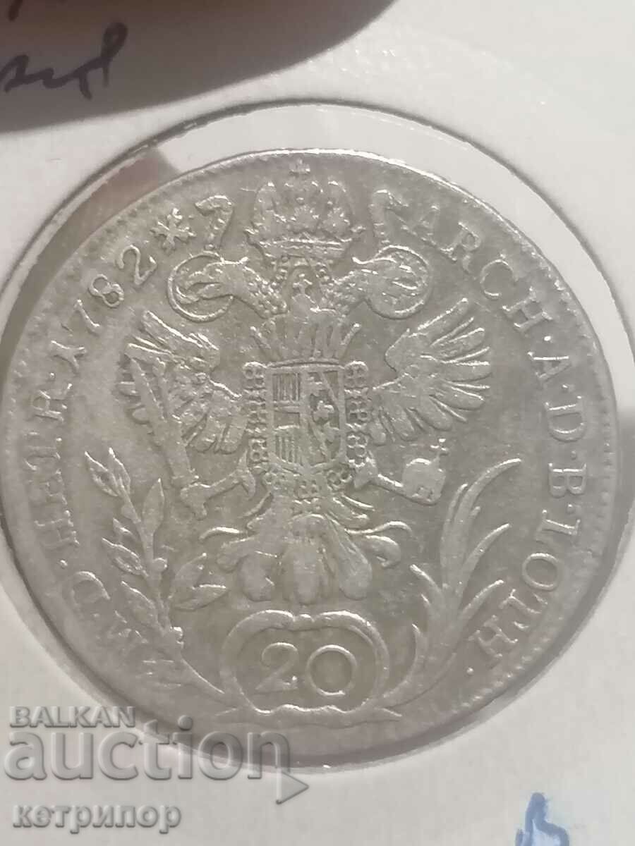 20 Kreuzer Austria Ungaria 1783 În argint