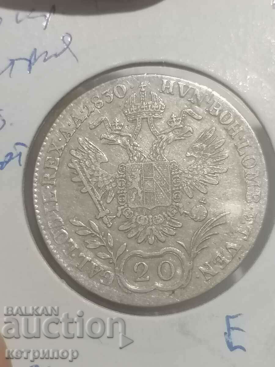 20 Kreuzer Austria Ungaria 1830 Este argint