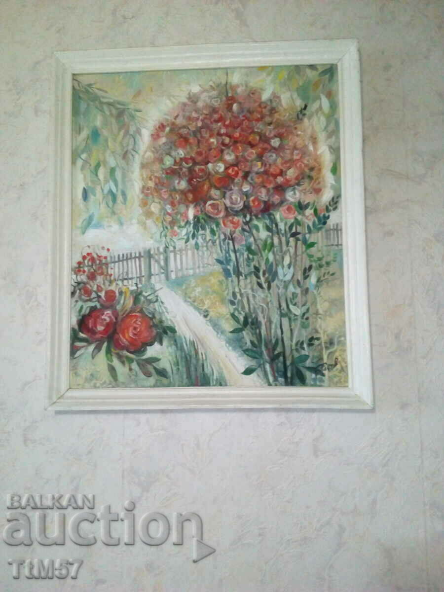 Large framed oil painting 20th century