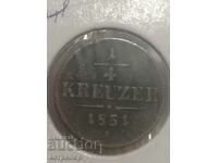 1/4 Kreuzer Αυστρία Ουγγαρία 1851 Ένα χάλκινο ασήμι