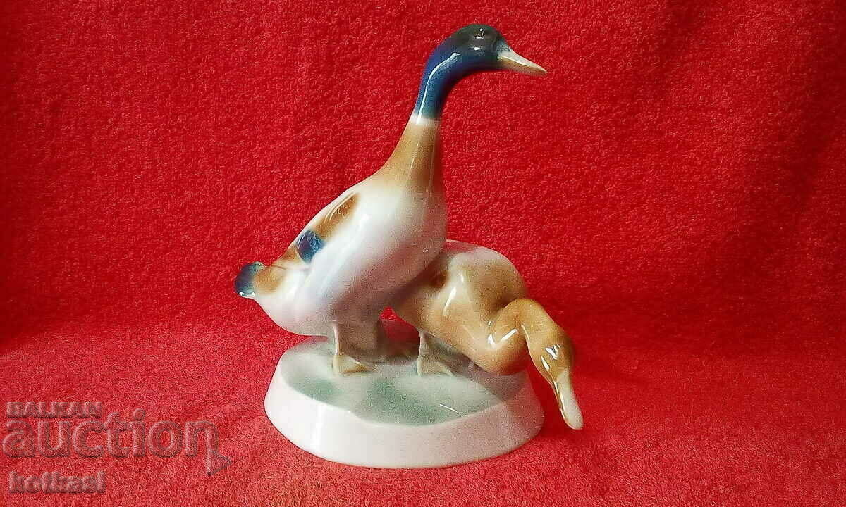 Old porcelain figure Pair of ducklings marked