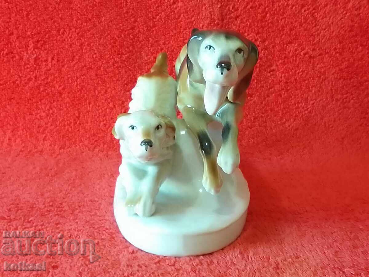 Auction Old porcelain 1930 Two Dogs Germany Carl Scheidig Auction Old porcelain 1930 Two Dogs Germany Carl Scheidig