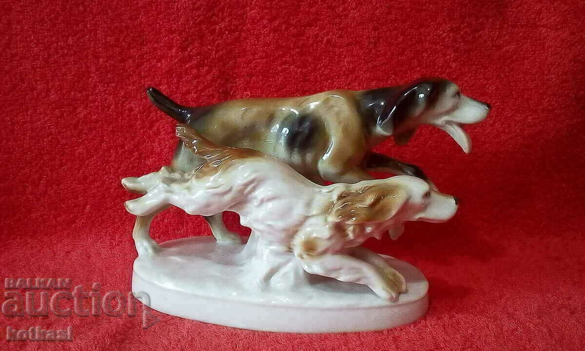 Old porcelain figure Two Dogs Germany marked