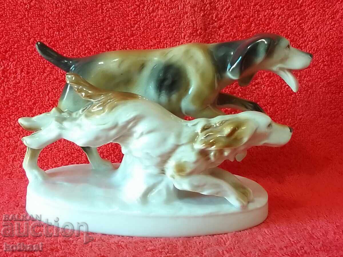 Old porcelain 1930 Two Dogs Germany Carl Scheidig Old porcelain 1930 Two Dogs Germany Carl Scheidig