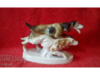 Old porcelain figure Two Dogs Germany marked