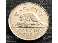 Канада. 5 цента 2001 г.(Р). UNC.