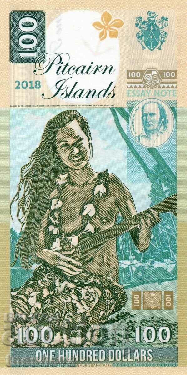Pitcairn Islands, $100 private issue, 2017, Bounty, Polynesi