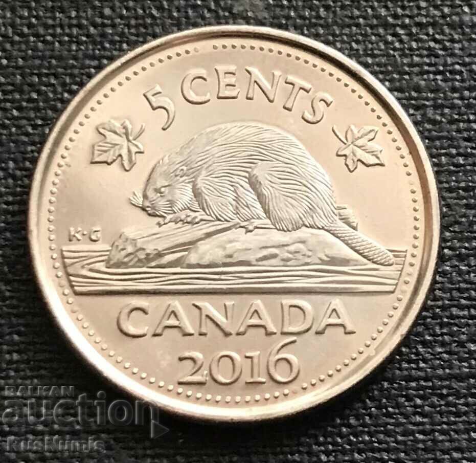 Canada. 5 cents 2016 UNC.