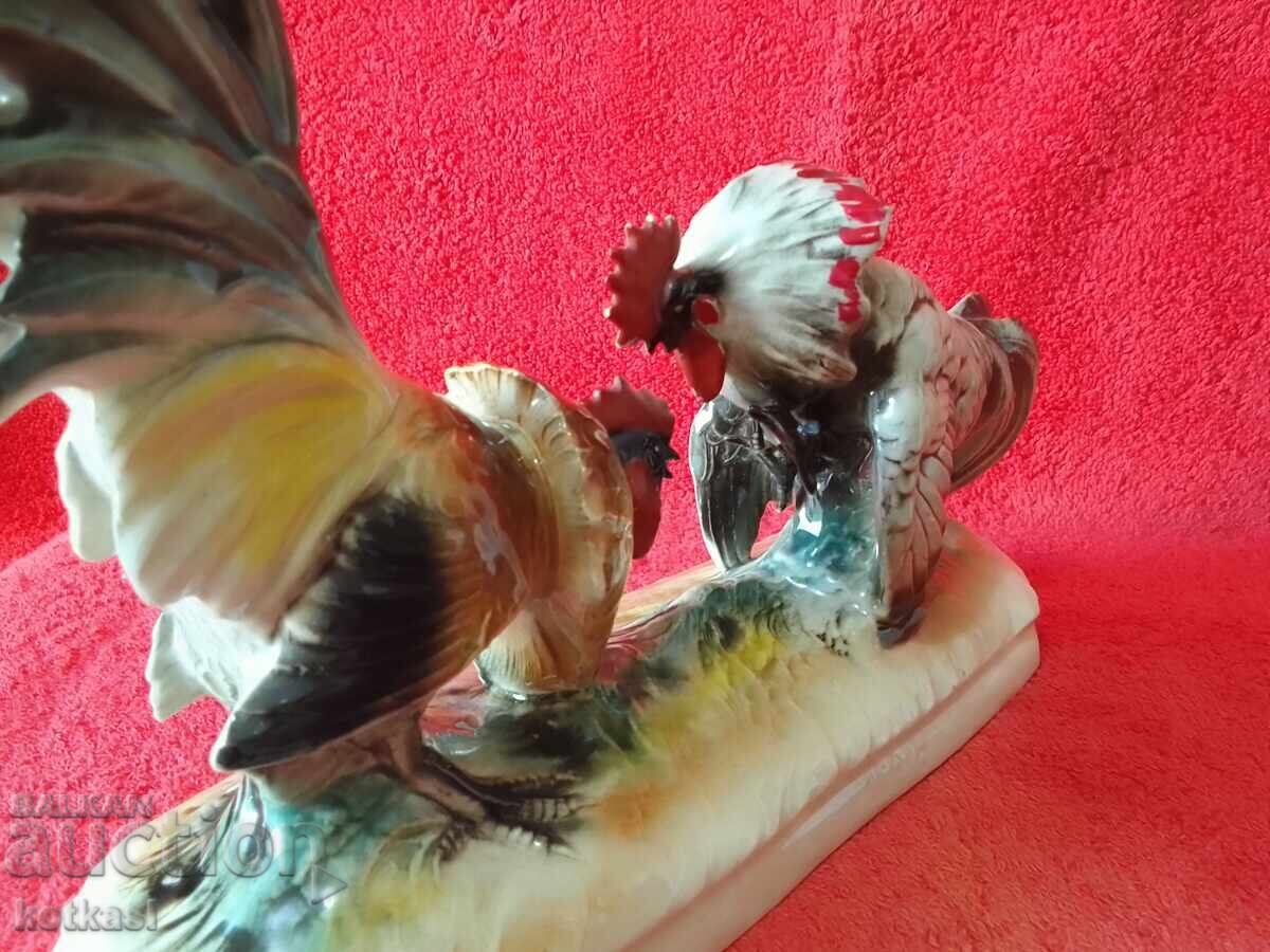Old porcelain figure Cockfight marked - 6 Old porcelain figure Cockfight marked - 6