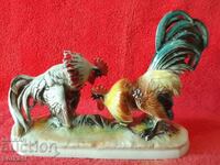 Old porcelain figure: Rooster Fight, Sitzendorf