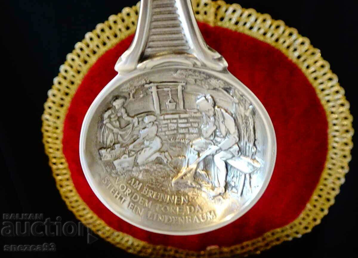 Pewter spoon, painting In front of the gate there is a linden tree, pewter wedding with price 36.00 BGN | € 18.41 Pewter spoon, painting In front of the gate there is a linden tree, pewter wedding with price 36.00 BGN | € 18.41