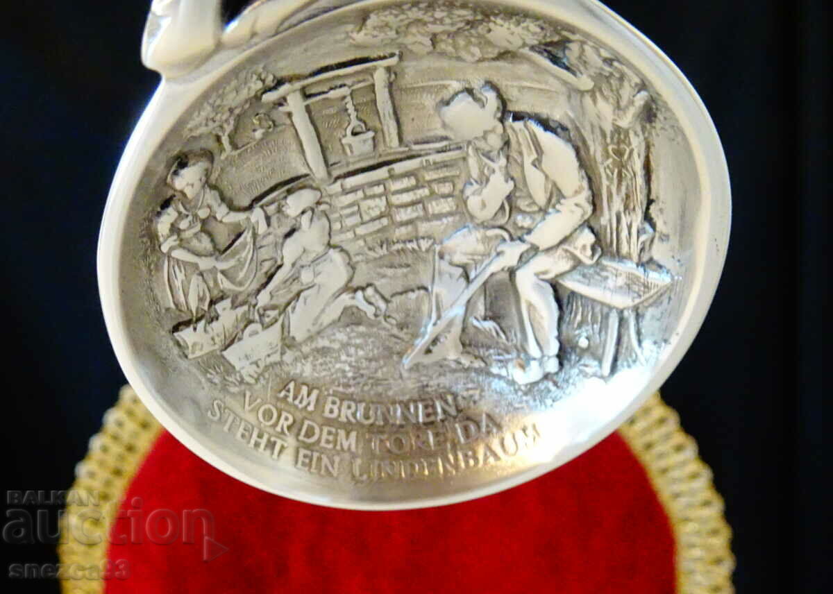 Auction Pewter spoon, painting In front of the gate there is a linden tree, pewter wedding Auction Pewter spoon, painting In front of the gate there is a linden tree, pewter wedding