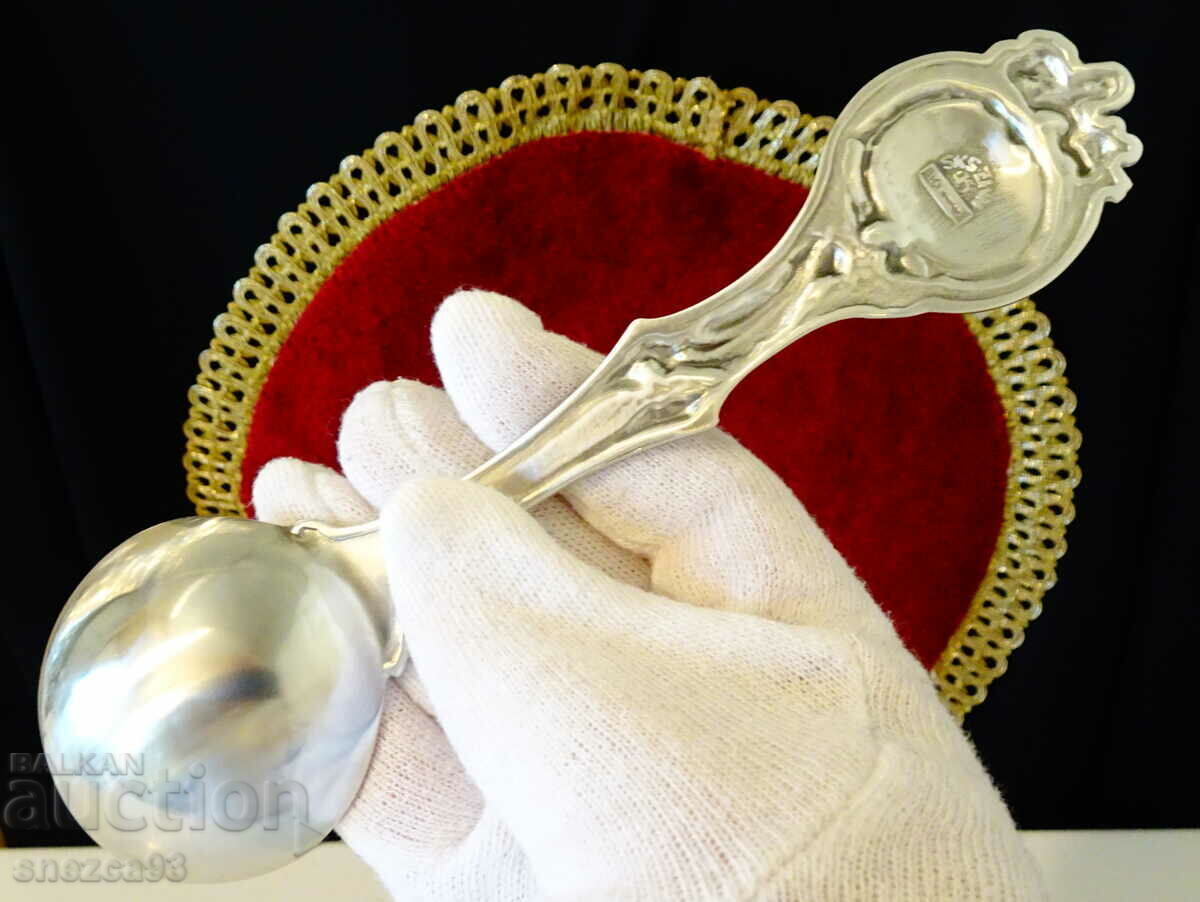 Pewter spoon, painting In front of the gate there is a linden tree, pewter wedding - 6 Pewter spoon, painting In front of the gate there is a linden tree, pewter wedding - 6