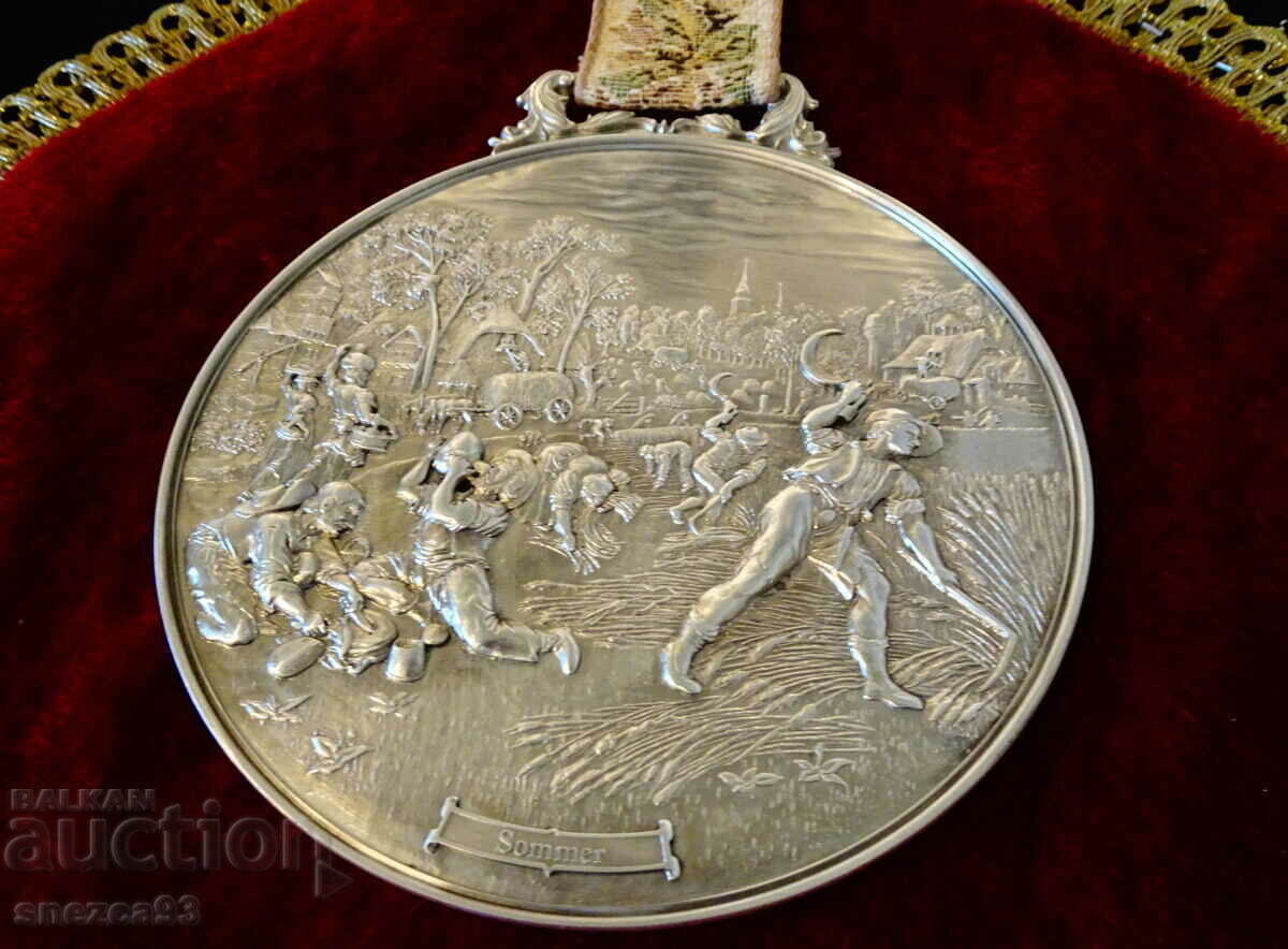 Delivery of WMF plaque, medal, tin panel with relief picture Summer, Harvest. Delivery of WMF plaque, medal, tin panel with relief picture Summer, Harvest.