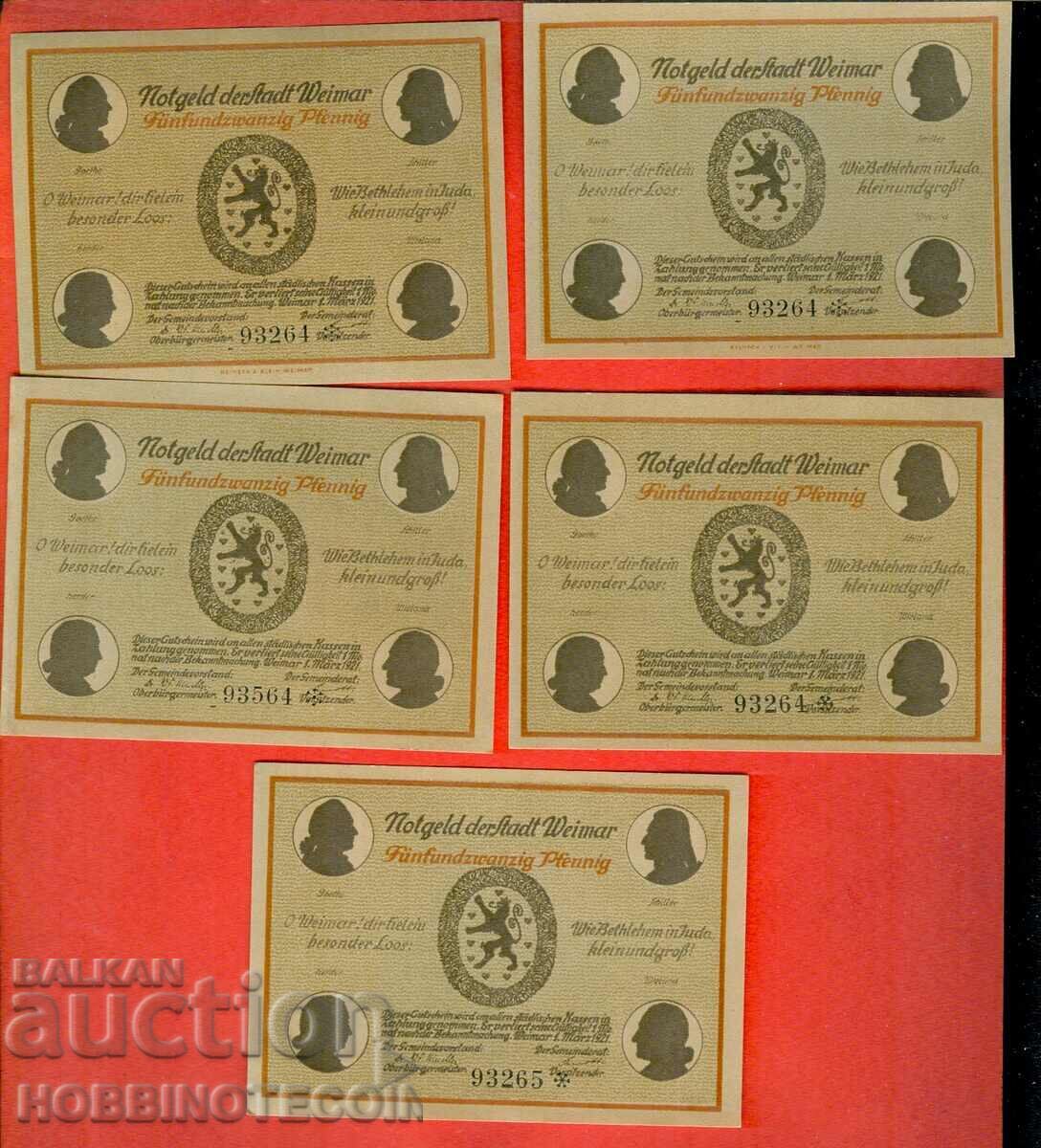 NOTGELD WEIMAR 5 x 25 - 1921