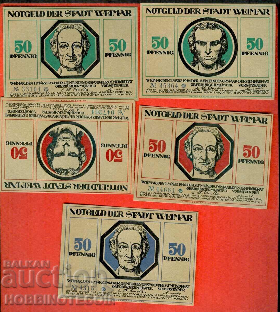 Emergency Money Weimar 5 x 50 - 1921 Emergency Money of the City of Weimar Emergency Money Weimar 5 x 50 - 1921 Emergency Money of the City of Weimar
