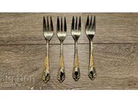 Solingen Vintage 23-24k gold plating. 4pc Cake Forks – New!