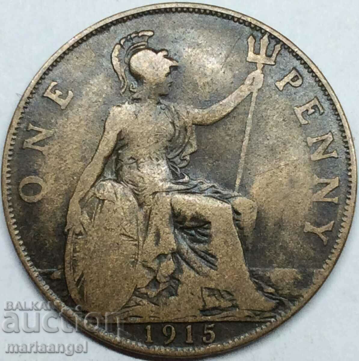 Marea Britanie 1 Penny 1915 30mm Bronz 2