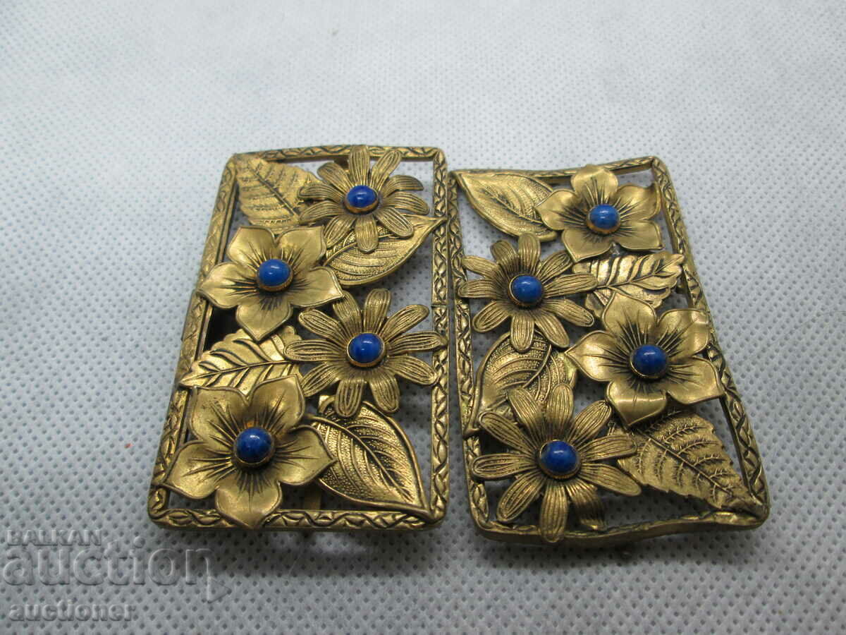 GOLD-PLATED BRASS PAFTS, BUCKLE FOR ETHNIC BELT, WEAR - 6 GOLD-PLATED BRASS PAFTS, BUCKLE FOR ETHNIC BELT, WEAR - 6