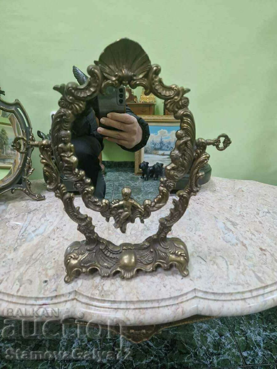 Παράδοση Ένας υπέροχος αντίκα μπρούτζινος γαλλικός καθρέφτης