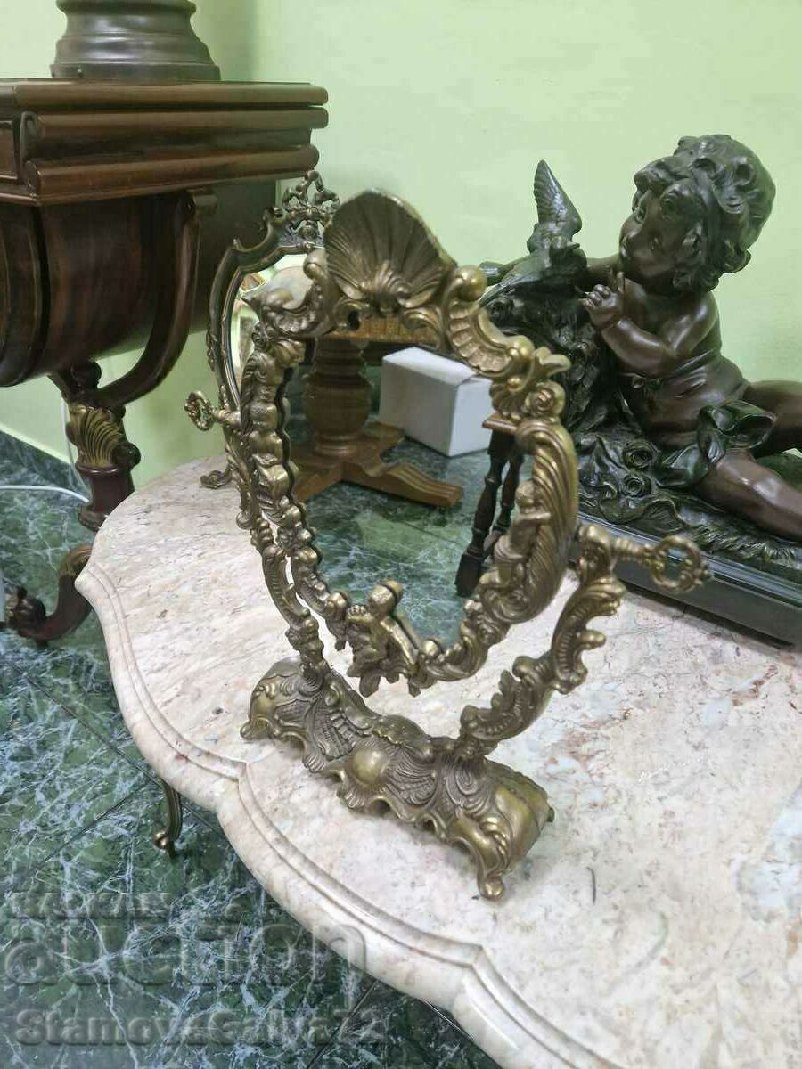 Ένας υπέροχος αντίκα μπρούτζινος γαλλικός καθρέφτης - 5